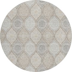 Luxury Washable Indoor/Outdoor Solace Taupe 8' x 8' Round Rug