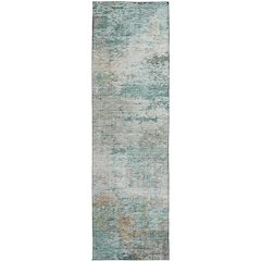 Luxury Washable Indoor/Outdoor Solace Teal 2'3" x 7'6" Runner Rug