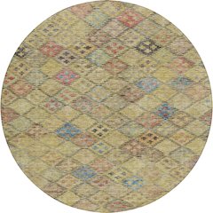 Luxury Washable Indoor/Outdoor Solace Gold 8' x 8' Round Rug