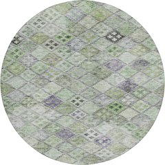 Luxury Washable Indoor/Outdoor Solace Green 8' x 8' Round Rug