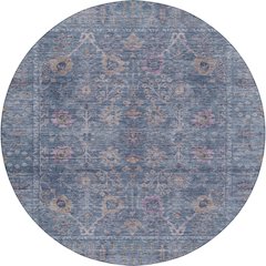 Luxury Washable Indoor/Outdoor Solace Denim 8' x 8' Round Rug