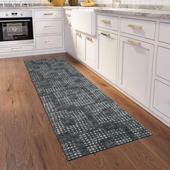 Eleanor Black Contemporary Geometric 2'3" x 7'6" Runner Rug Black AER31