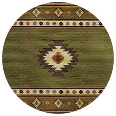 Indoor/Outdoor Sonora ASO34 Green Washable 8' x 8' Round Rug