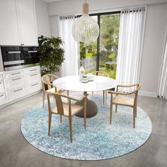 Rylee Blue Transitional Abstract 8' x 8' Round Rug Blue ARY33