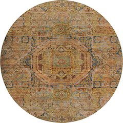 Indoor/Outdoor Silk Road Curry 8' x 8' Round Rug
