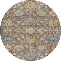 Indoor/Outdoor Silk Road Mocha 8' x 8' Round Rug