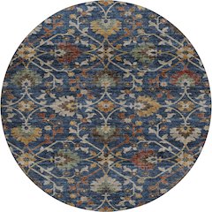 Indoor/Outdoor Silk Road Navy 8' x 8' Round Rug