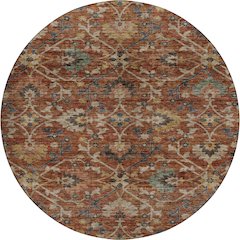 Indoor/Outdoor Silk Road Paprika 8' x 8' Round Rug