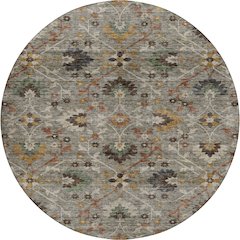 Indoor/Outdoor Silk Road Pewter 8' x 8' Round Rug