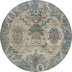 Indoor/Outdoor Silk Road Aqua 8' x 8' Round Rug