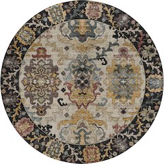 Indoor/Outdoor Silk Road Black 8' x 8' Round Rug