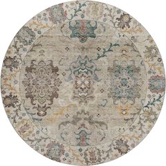 Indoor/Outdoor Silk Road Putty 8' x 8' Round Rug