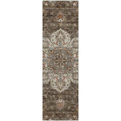 Indoor/Outdoor Silk Road Chocolate 2'3" x 7'6" Runner Rug