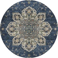 Indoor/Outdoor Silk Road Navy 8' x 8' Round Rug