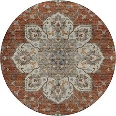 Indoor/Outdoor Silk Road Paprika 8' x 8' Round Rug