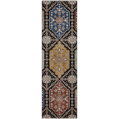 Indoor/Outdoor Silk Road Black 2'3" x 7'6" Runner Rug