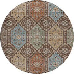 Indoor/Outdoor Silk Road Chocolate 8' x 8' Round Rug
