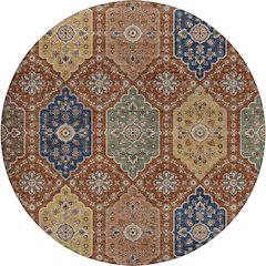 Indoor/Outdoor Silk Road Paprika 8' x 8' Round Rug