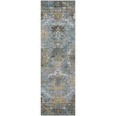 Indoor/Outdoor Silk Road Aqua 2'3" x 7'6" Runner Rug