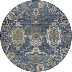 Indoor/Outdoor Silk Road Navy 8' x 8' Round Rug