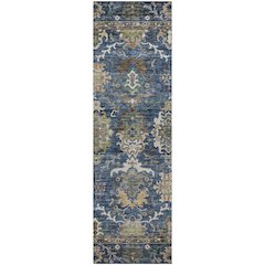 Indoor/Outdoor Silk Road Navy 2'3" x 7'6" Runner Rug