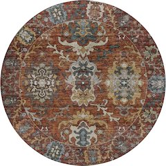 Indoor/Outdoor Silk Road Paprika 8' x 8' Round Rug