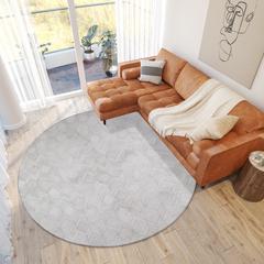Laredo Ivory Animal Patchwork 8' x 8' Round Rug Ivory ALR35