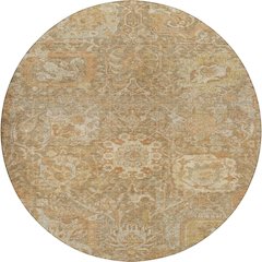 Luxury Washable Indoor/Outdoor Tabrook Khaki 8' x 8' Round Rug