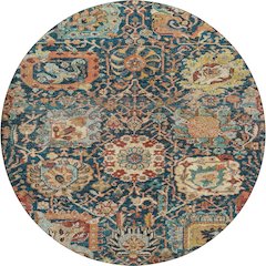Luxury Washable Indoor/Outdoor Tabrook Navy 8' x 8' Round Rug