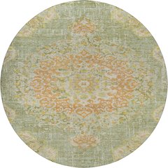 Luxury Washable Indoor/Outdoor Tabrook Aloe 8' x 8' Round Rug