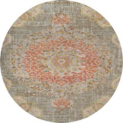 Luxury Washable Indoor/Outdoor Tabrook Brown 8' x 8' Round Rug