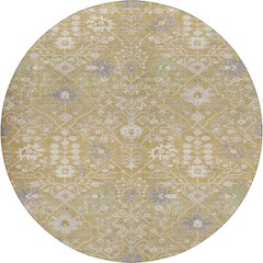 Luxury Washable Indoor/Outdoor Tabrook Gold 8' x 8' Round Rug