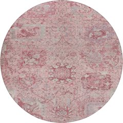Luxury Washable Indoor/Outdoor Tabrook Pink 8' x 8' Round Rug