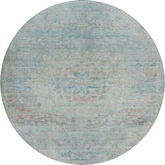 Luxury Washable Indoor/Outdoor Tabrook Sky 8' x 8' Round Rug