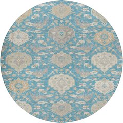Luxury Washable Indoor/Outdoor Tabrook Blue 8' x 8' Round Rug