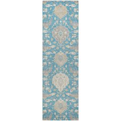 Luxury Washable Indoor/Outdoor Tabrook Blue 2'3" x 7'6" Runner Rug