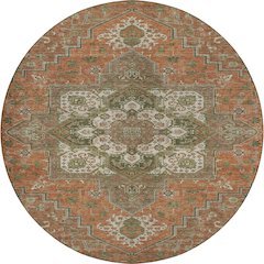 Luxury Washable Indoor/Outdoor Tabrook Rust 8' x 8' Round Rug