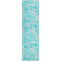 Indoor/Outdoor Surfside ASR37 Aqua Washable 2'3" x 7'6" Runner Rug