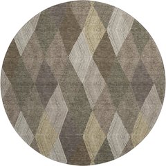 Luxury Washable Indoor/Outdoor The Reserve Brown 8' x 8' Round Rug