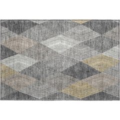Luxury Washable Indoor/Outdoor The Reserve Charcoal 1'8" x 2'6" Rug