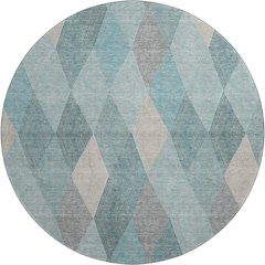 Luxury Washable Indoor/Outdoor The Reserve Turquoise 8' x 8' Round Rug