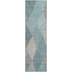 Luxury Washable Indoor/Outdoor The Reserve Turquoise 2'3" x 7'6" Runner Rug