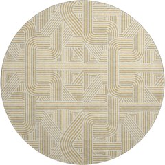 Luxury Washable Indoor/Outdoor The Reserve Gold 8' x 8' Round Rug