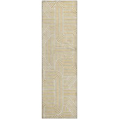 Luxury Washable Indoor/Outdoor The Reserve Gold 2'3" x 7'6" Runner Rug