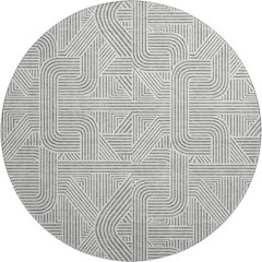 Luxury Washable Indoor/Outdoor The Reserve Gray 8' x 8' Round Rug
