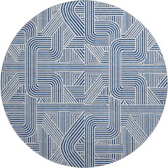 Luxury Washable Indoor/Outdoor The Reserve Navy 8' x 8' Round Rug