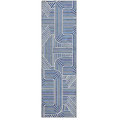 Luxury Washable Indoor/Outdoor The Reserve Navy 2'3" x 7'6" Runner Rug