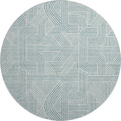 Luxury Washable Indoor/Outdoor The Reserve Teal 8' x 8' Round Rug