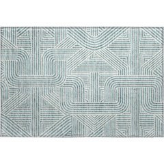 Luxury Washable Indoor/Outdoor The Reserve Teal 1'8" x 2'6" Rug