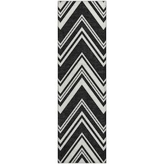 Luxury Washable Indoor/Outdoor The Reserve Black 2'3" x 7'6" Runner Rug